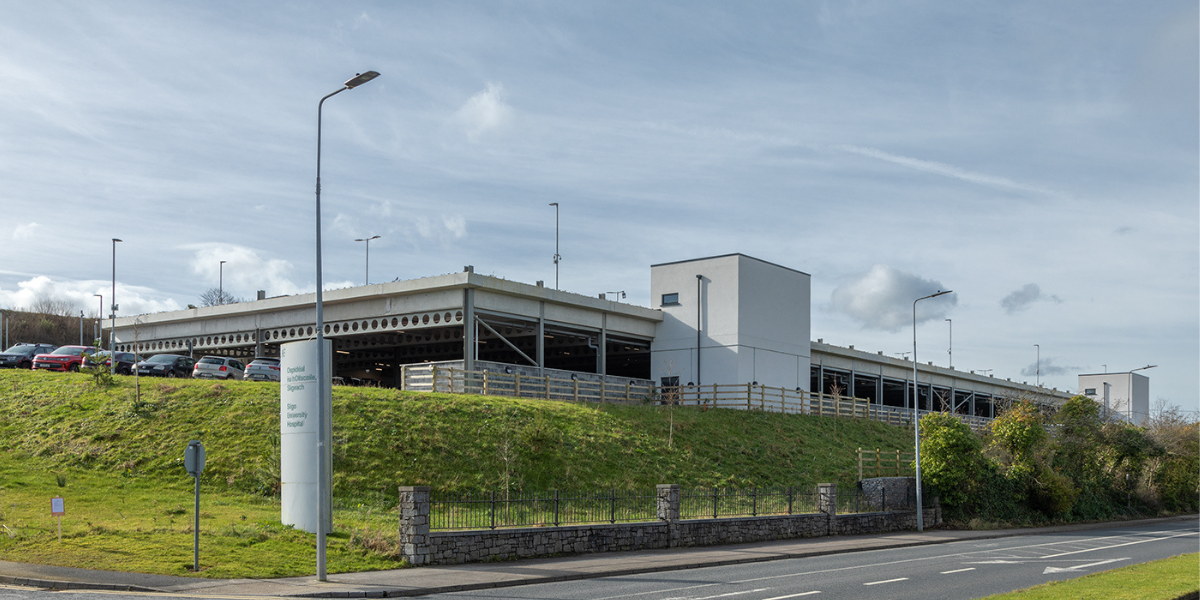 a photo of the car park at sligo hospital. mcmenamin engineering supplied the structural steel frame for this project.