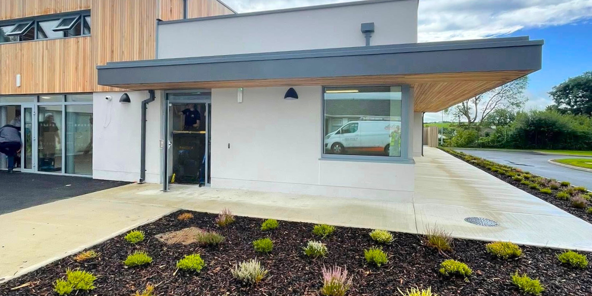 A photo of the extension to st baithins national school in St Johnston, Doinegal. Structural steel supplied and erected by mcmenamin engineering.