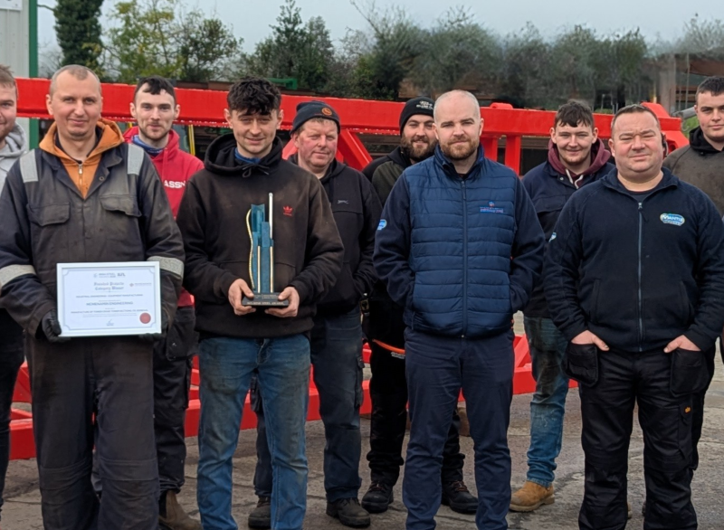A photo of the engineers in McMenamin Engineering with the Irish Steel award 2025