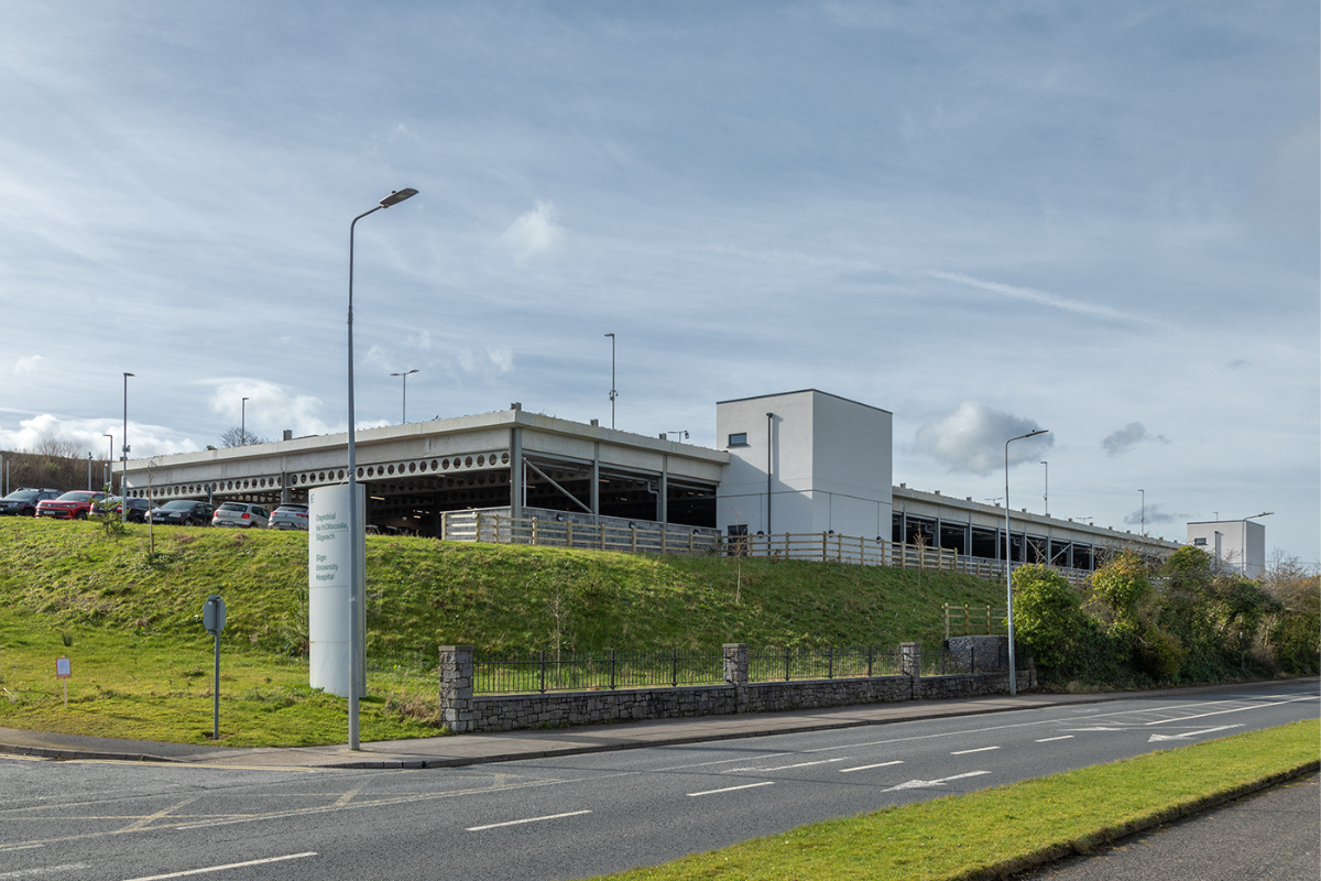 a photo of the car park at sligo hospital. mcmenamin engineering supplied the structural steel frame for this project.