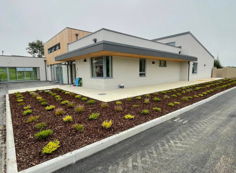 A photo of the extension to st baithins national school in St Johnston, Doinegal. Structural steel supplied and erected by mcmenamin engineering.