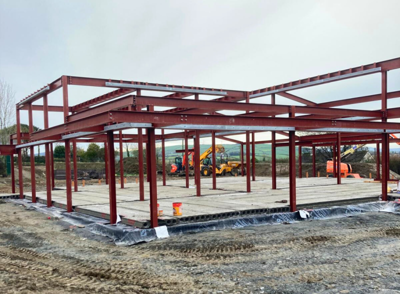 A photo of the extension to st baithins national school in St Johnston, Doinegal. Structural steel supplied and erected by mcmenamin engineering.