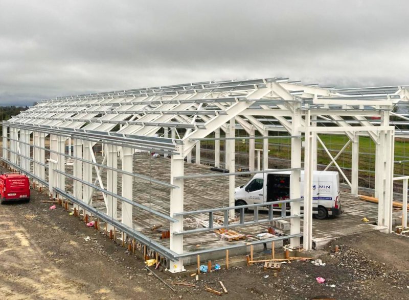 A photo of the structural steel frame supplied by McMenamin Engineering