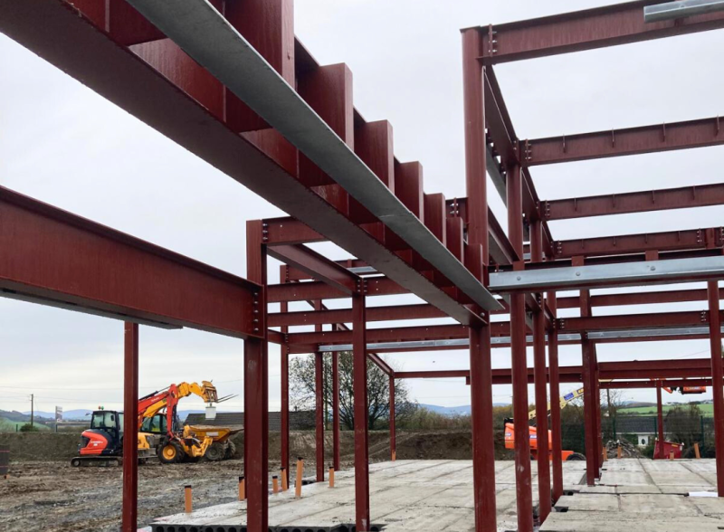 A photo of the extension to st baithins national school in St Johnston, Doinegal. Structural steel supplied and erected by mcmenamin engineering.