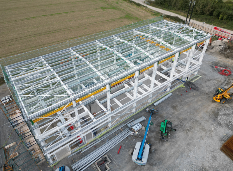 A photo of the steel frame for the esb substation batter lane dublin