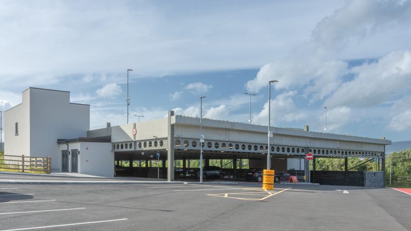 a photo of the new car park in sligo hospital. structural steel frame supplied by mcmenamin engineering