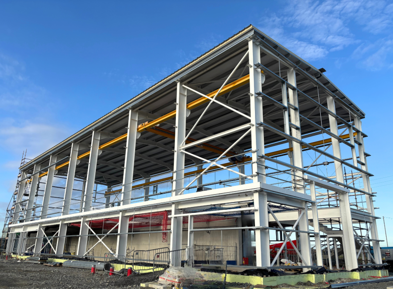 a photo of a structural steel frame supplied to ESB substation by McMenamin Engineering