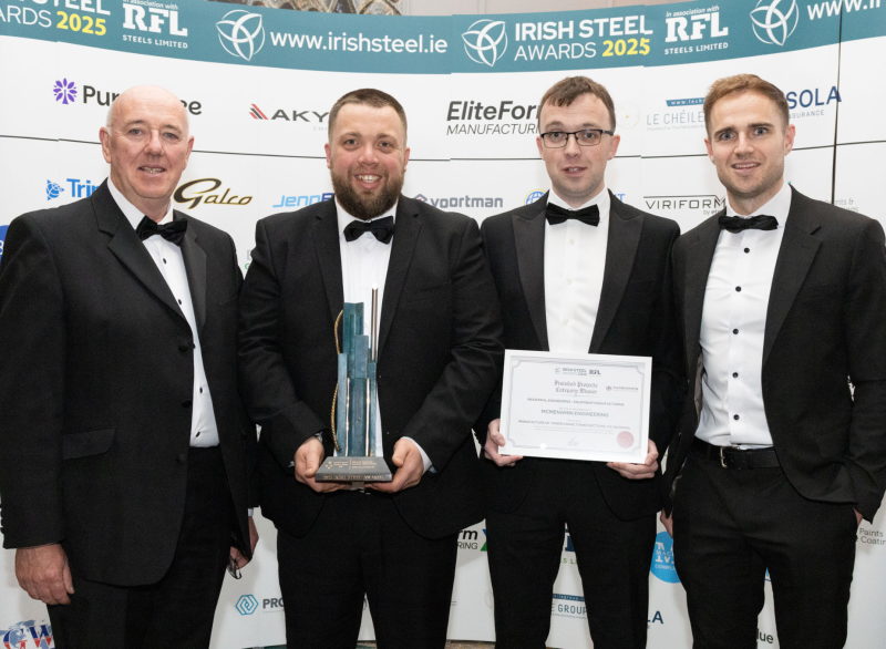A photo of McMenamin Engineering receiving the Irish Steel Award 2025