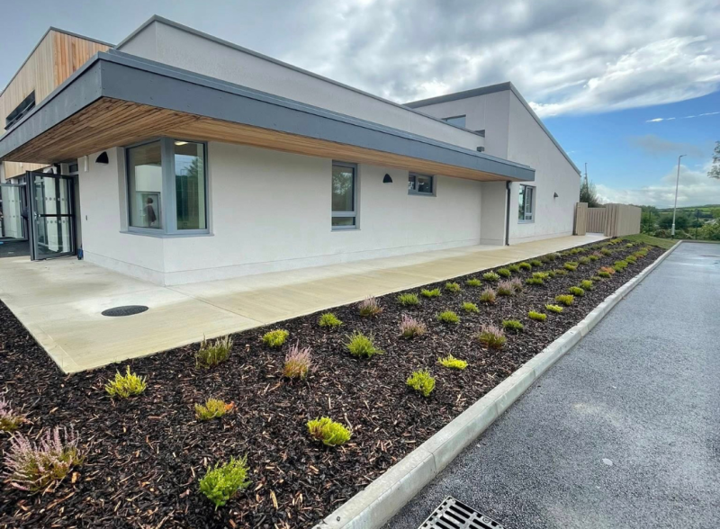 A photo of the extension to st baithins national school in St Johnston, Doinegal. Structural steel supplied and erected by mcmenamin engineering.